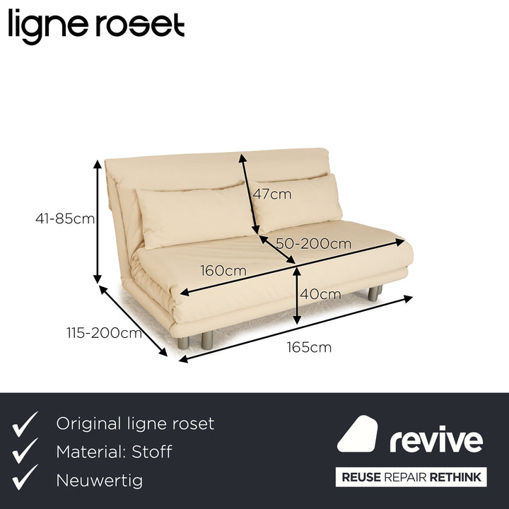 Ligne roset Canapé convertible 3 places en tissu Multy crème à fonction manuelle