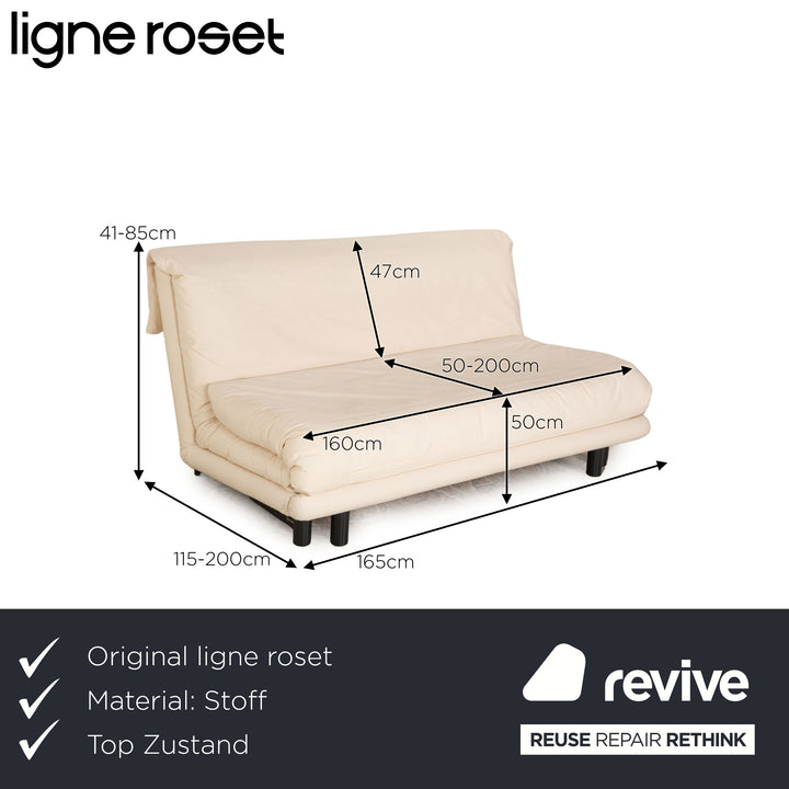 Ligne roset Canapé 3 places en tissu Multy crème fonction manuelle canapé convertible