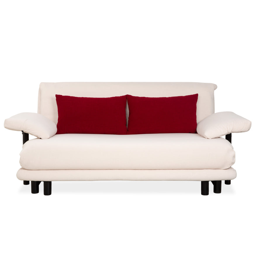 Canapé trois places Ligne Roset Multy en tissu, rouge crème, avec retapissage et accoudoirs