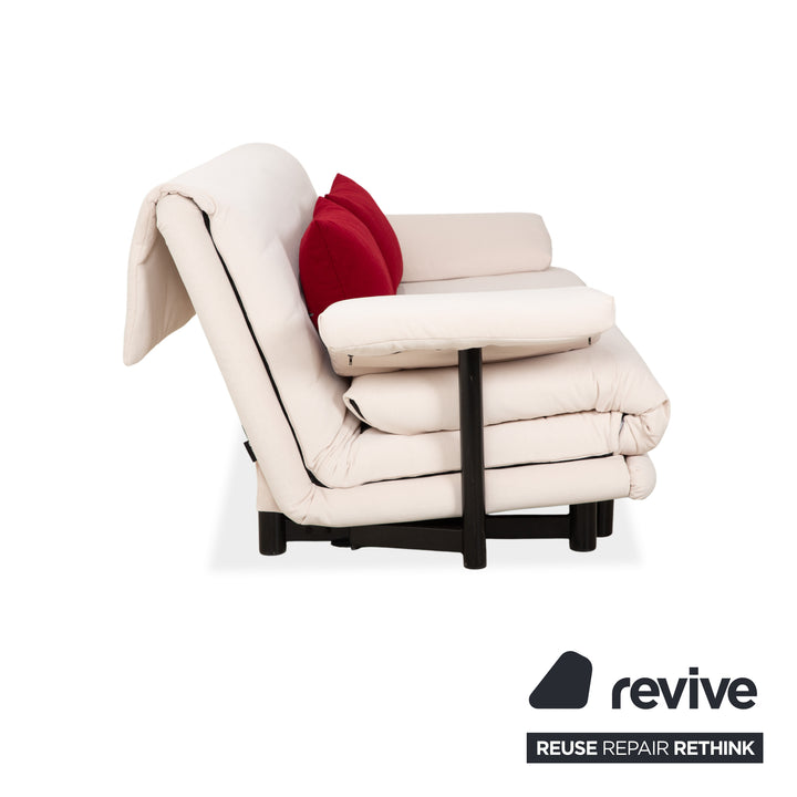 Ligne Roset Multy Dreisitzer Armlehnen Stoff Weiß Creme Rot Schwarz Schlaffunktion Schlafsofa Neubezug