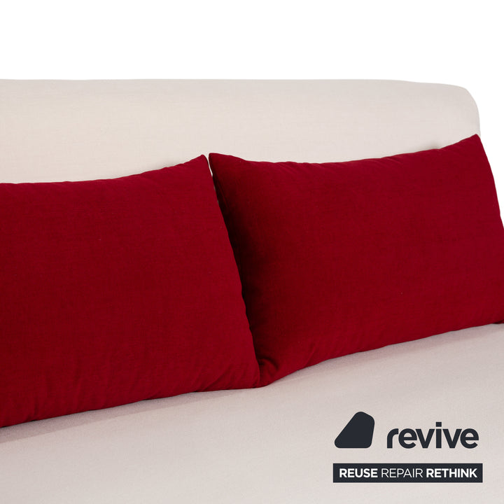 Ligne Roset Multy Dreisitzer Armlehnen Stoff Weiß Creme Rot Schwarz Schlaffunktion Schlafsofa Neubezug
