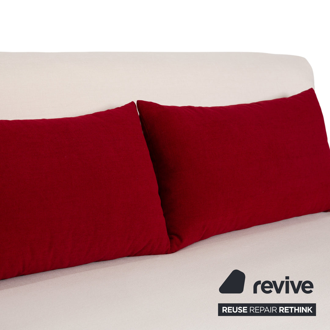 ligne roset Multy Stoff Dreisitzer Creme Rot Sofa Couch Funktion Neubezug Armlehnen