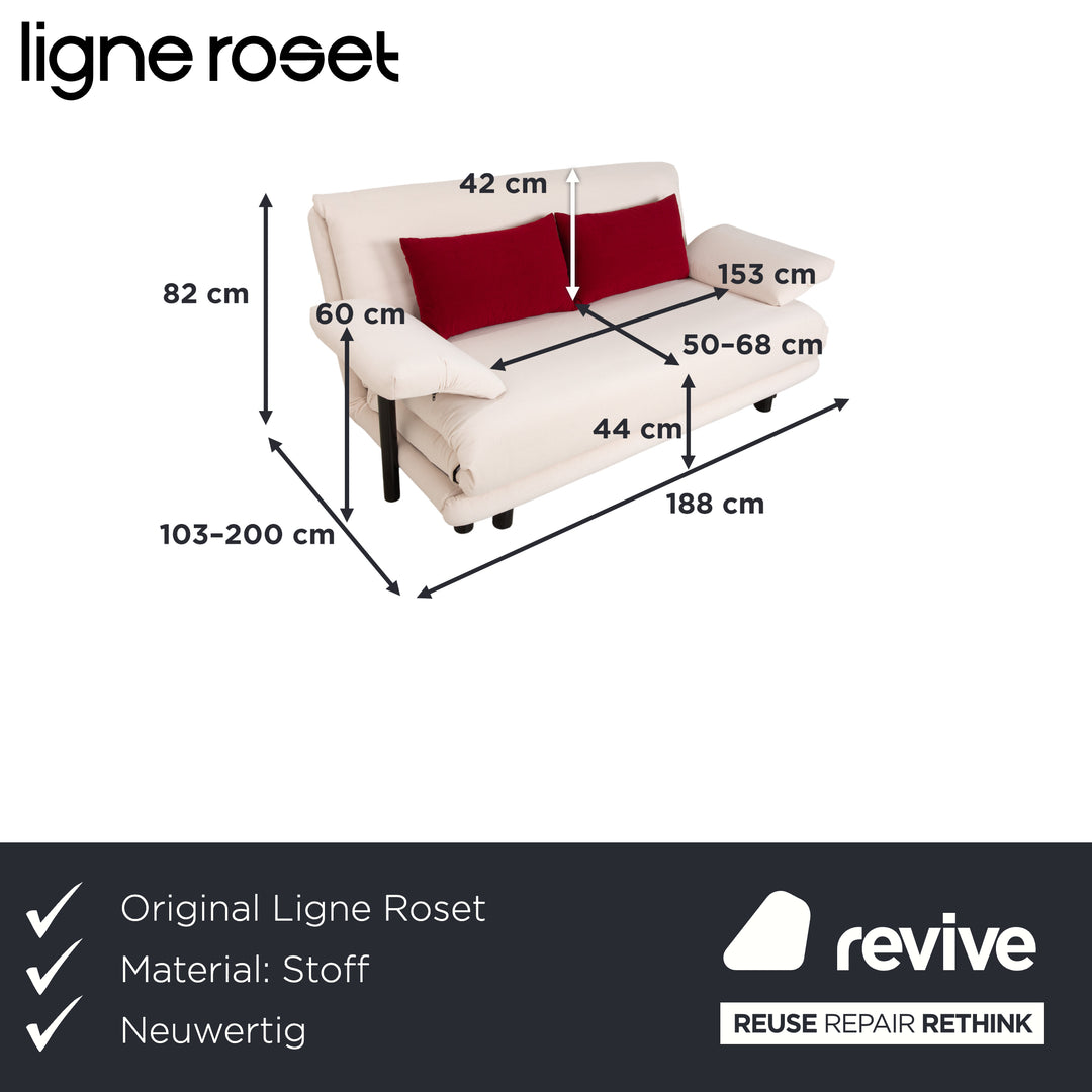 Ligne Roset Multy Dreisitzer Armlehnen Stoff Weiß Creme Rot Schwarz Schlaffunktion Schlafsofa Neubezug