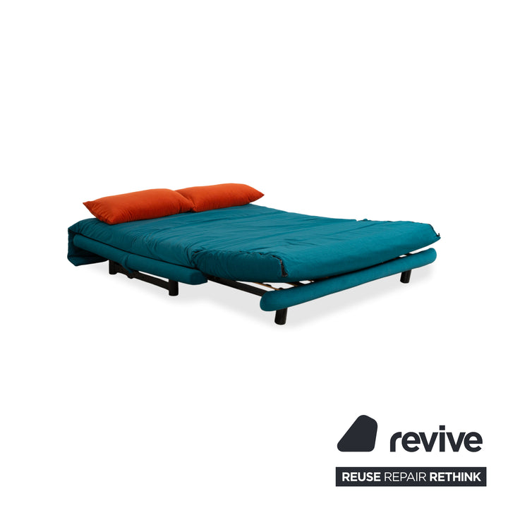Ligne Roset Multy Tissu Trois Places Bleu Pétrole Orange Fonction Manuelle Canapé Convertible Déhoussable