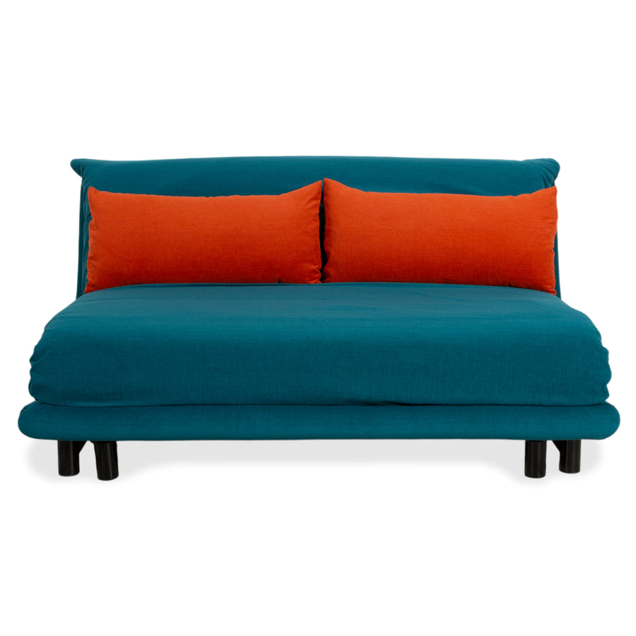 Ligne Roset Multy Tissu Trois Places Bleu Pétrole Orange Fonction Manuelle Canapé Convertible Déhoussable