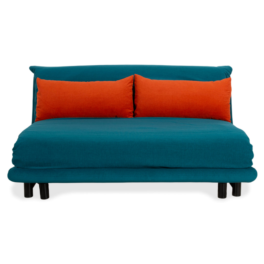 Ligne Roset Multy Tissu Trois Places Bleu Pétrole Orange Fonction Manuelle Canapé Convertible Déhoussable
