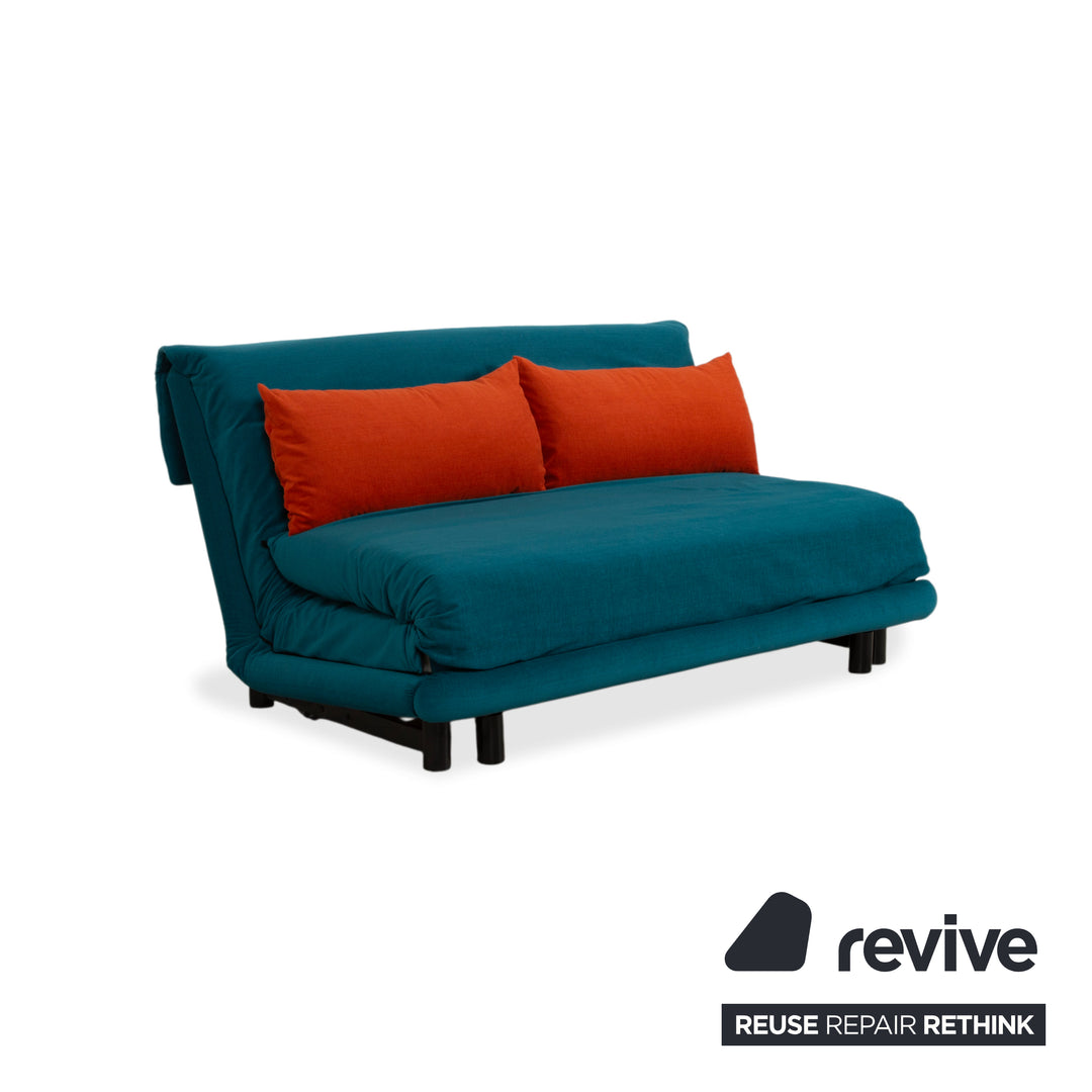 Ligne Roset Multy Tissu Trois Places Bleu Pétrole Orange Fonction Manuelle Canapé Convertible Déhoussable