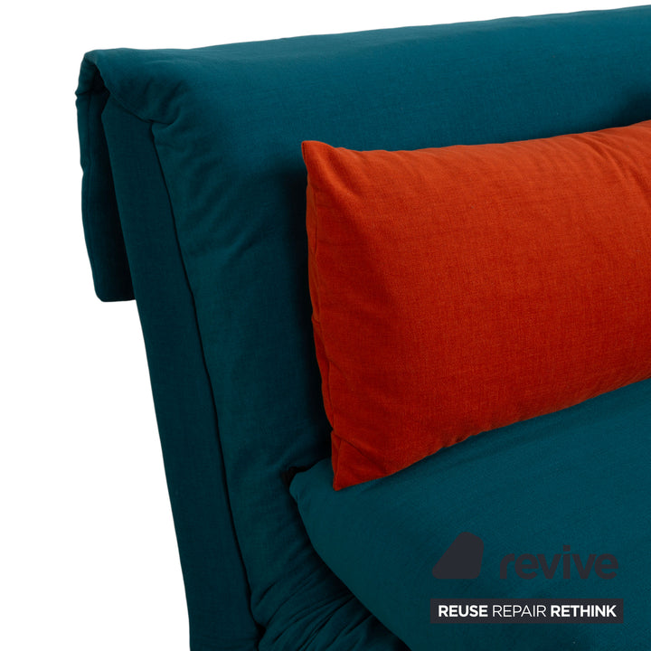 Ligne Roset Multy Tissu Trois Places Bleu Pétrole Orange Fonction Manuelle Canapé Convertible Déhoussable
