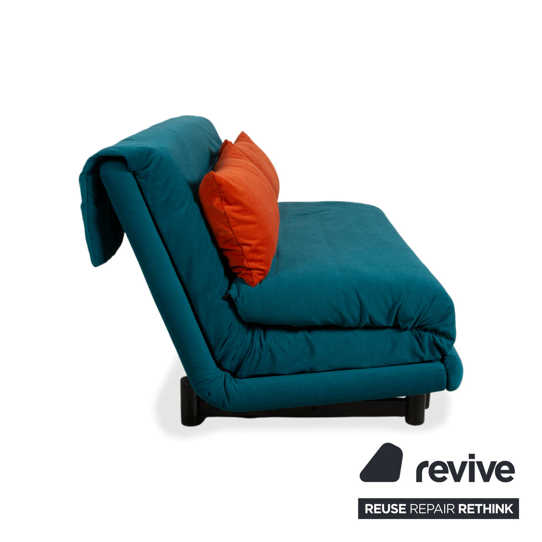 Ligne Roset Multy Tissu Trois Places Bleu Pétrole Orange Fonction Manuelle Canapé Convertible Déhoussable