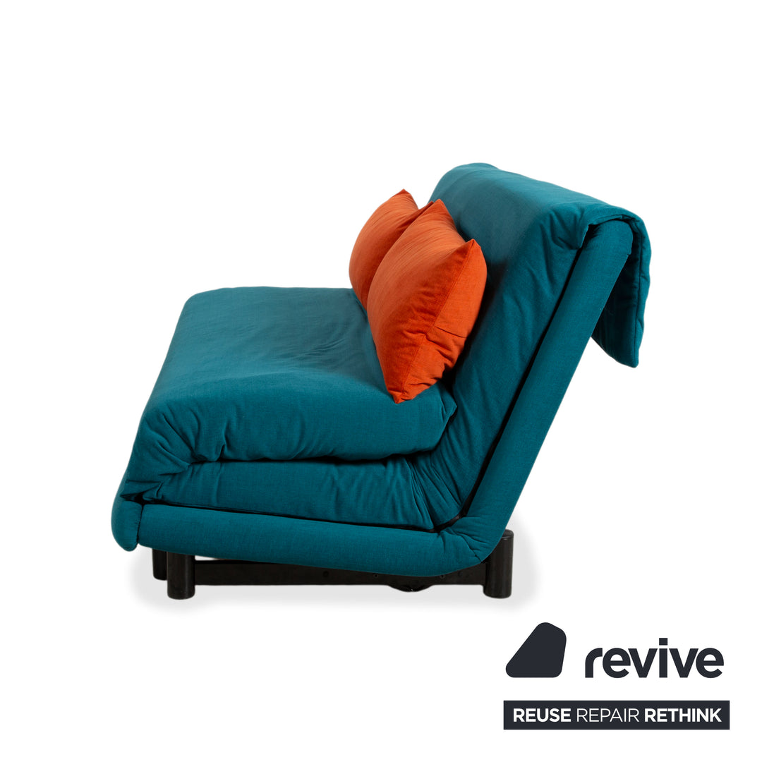 Ligne Roset Multy Tissu Trois Places Bleu Pétrole Orange Fonction Manuelle Canapé Convertible Déhoussable
