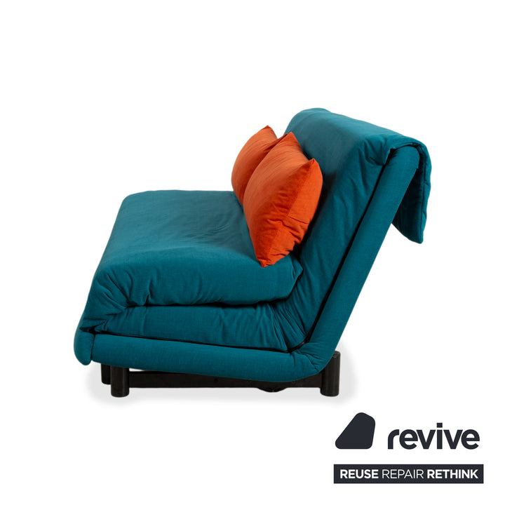 Ligne Roset Multy Tissu Trois Places Bleu Pétrole Orange Fonction Manuelle Canapé Convertible Déhoussable