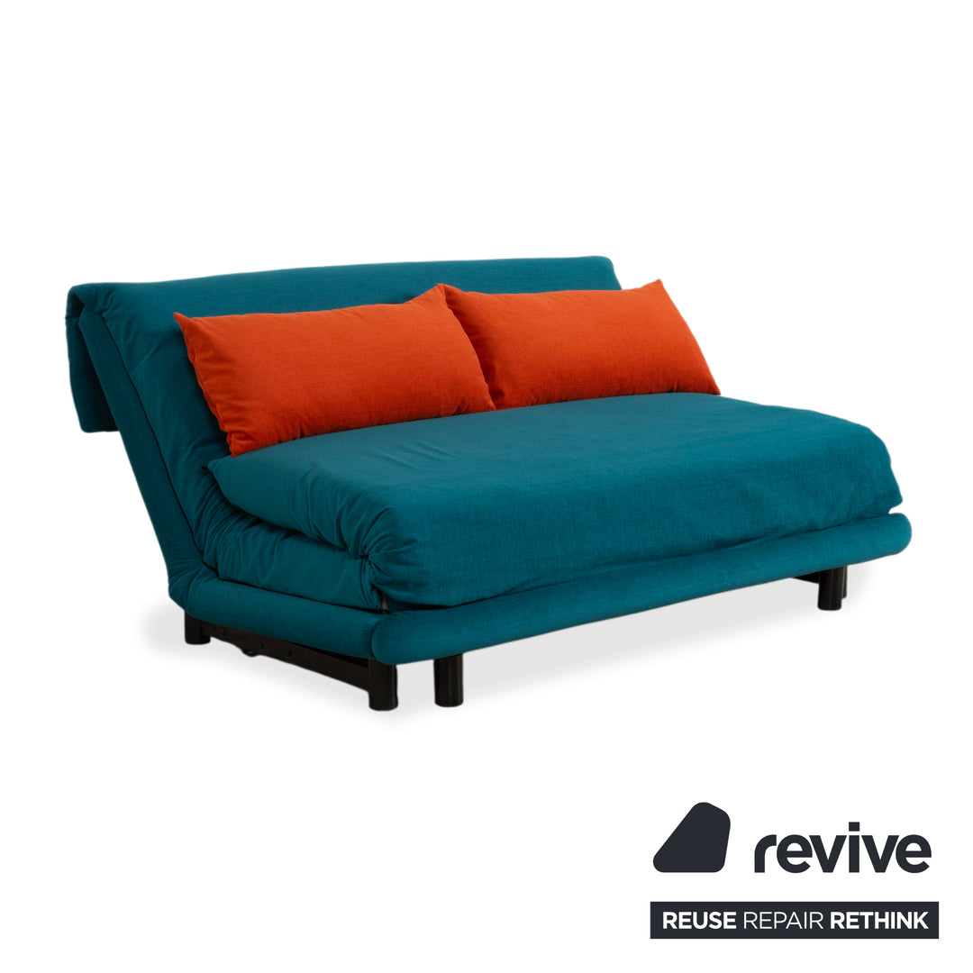 Ligne Roset Multy Tissu Trois Places Bleu Pétrole Orange Fonction Manuelle Canapé Convertible Déhoussable