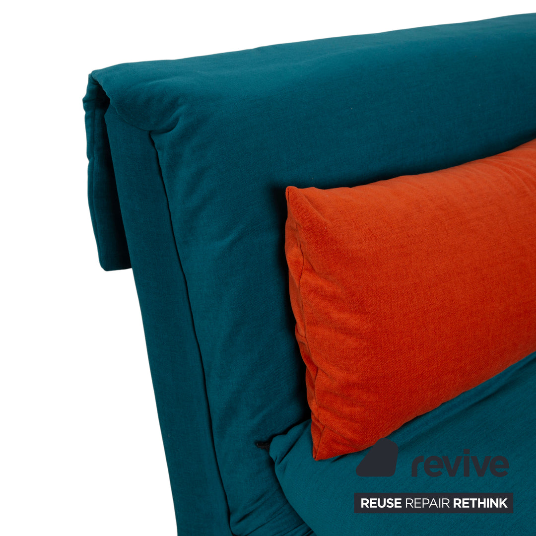 Ligne Roset Multy Stoff Dreisitzer Blau Pertol Orange manuelle Funktion Sofa Couch Schlafsofa Neubezug