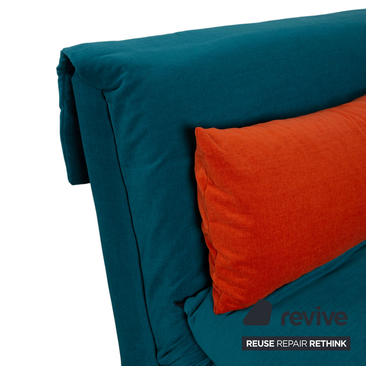 Ligne Roset Multy Tissu Trois Places Bleu Pétrole Orange Fonction Manuelle Canapé Convertible Déhoussable