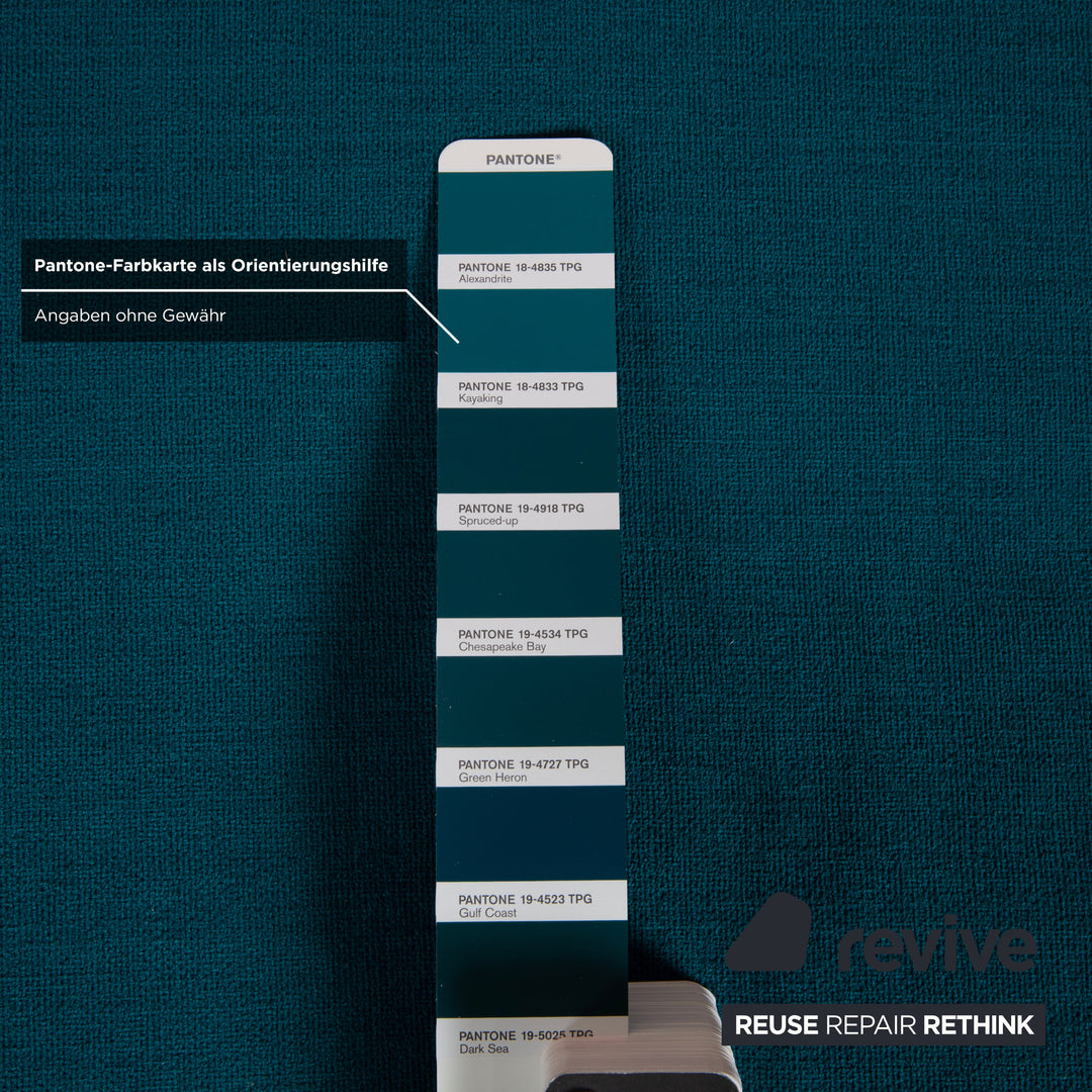 Ligne Roset Multy Stoff Dreisitzer Blau Pertol Orange manuelle Funktion Sofa Couch Schlafsofa Neubezug