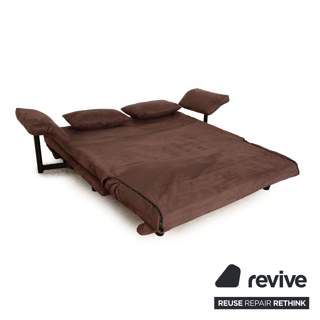 ligne roset Canapé 3 places en tissu Multy marron foncé avec accoudoir noir fonction sommeil nouvelle housse