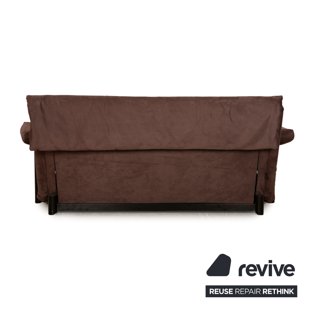 ligne roset Canapé 3 places en tissu Multy marron foncé avec accoudoir noir fonction sommeil nouvelle housse