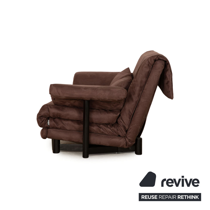 ligne roset Canapé 3 places en tissu Multy marron foncé avec accoudoir noir fonction sommeil nouvelle housse