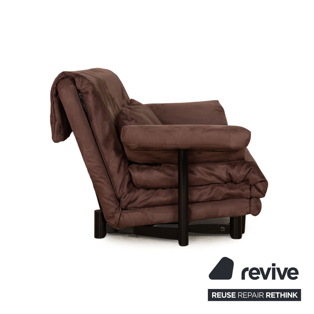 ligne roset Canapé 3 places en tissu Multy marron foncé avec accoudoir noir fonction sommeil nouvelle housse