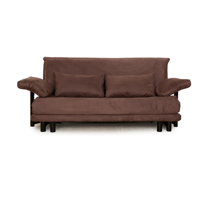 ligne roset Canapé 3 places en tissu Multy marron foncé avec accoudoir noir fonction sommeil nouvelle housse