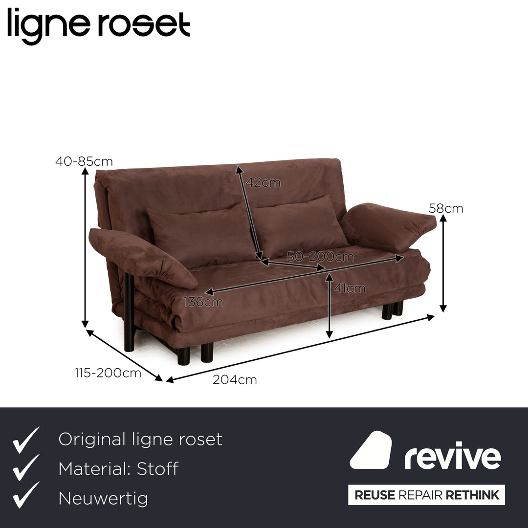 ligne roset Canapé 3 places en tissu Multy marron foncé avec accoudoir noir fonction sommeil nouvelle housse