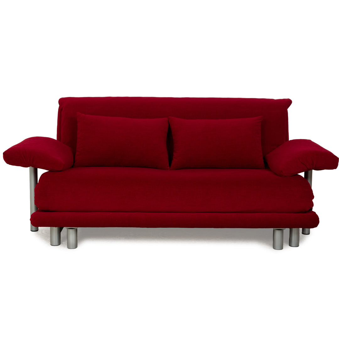 Ligne Roset Multy canapé trois places en tissu rouge foncé avec fonction couchage et accoudoirs neufs