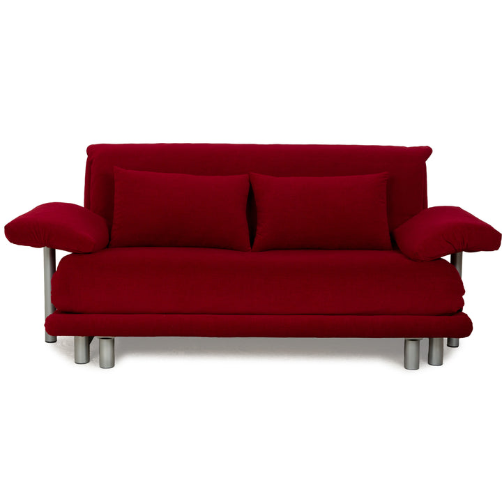 Ligne Roset Multy Stoff Dreisitzer Dunkelrot Schlaffunktion inkl. Armlehnen Neubezug