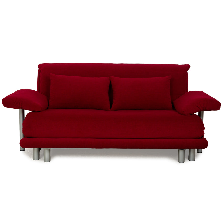 Ligne Roset Multy Stoff Dreisitzer Dunkelrot Schlaffunktion inkl. Armlehnen Neubezug