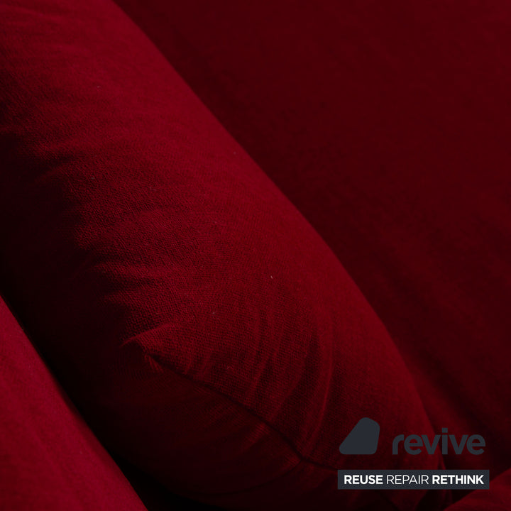 Ligne Roset Multy Stoff Dreisitzer Dunkelrot Schlaffunktion inkl. Armlehnen Neubezug