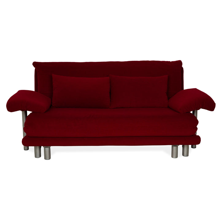 Ligne Roset Multy canapé trois places en tissu rouge foncé avec fonction couchage et accoudoirs neufs