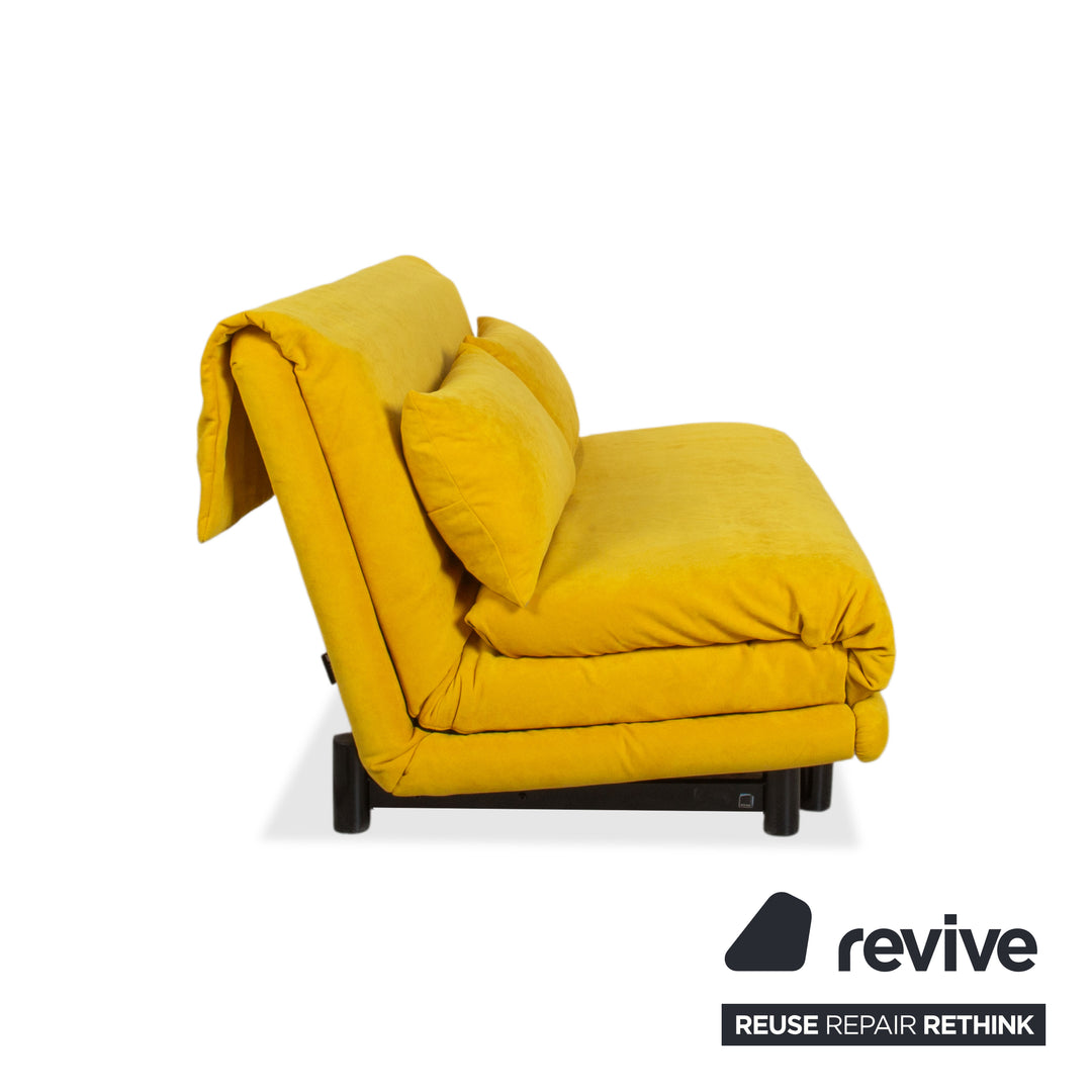 Ligne Roset Multy Fabric Three-Seater Yellow Curry Mango Black Frame Manual Recline/Sleep Function Sofa Bed Newly Upholstered (BINGO 546)
