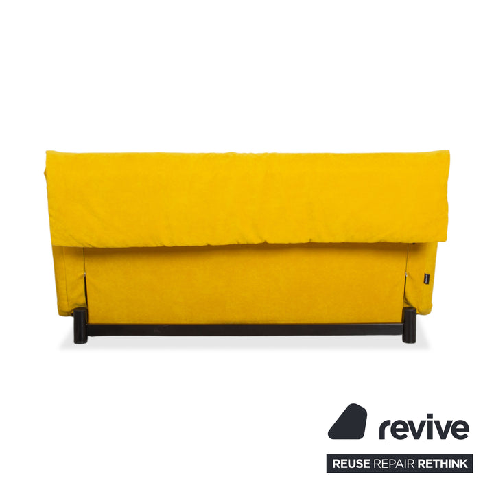 Ligne Roset Multy Tissu Trois places Jaune Curry Mangue Piètement Noir Fonction relaxation/nuit manuelle Canapé-lit Nouveau revêtement (BINGO 546)