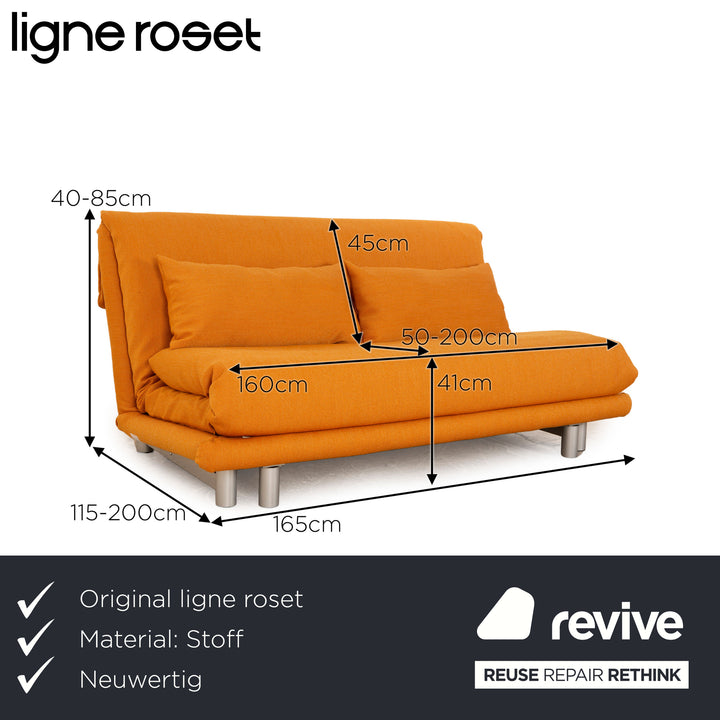 ligne roset Multy Stoff Dreisitzer Gelb Gold manuelle Funktion Schlafsofa Couch Neubezug