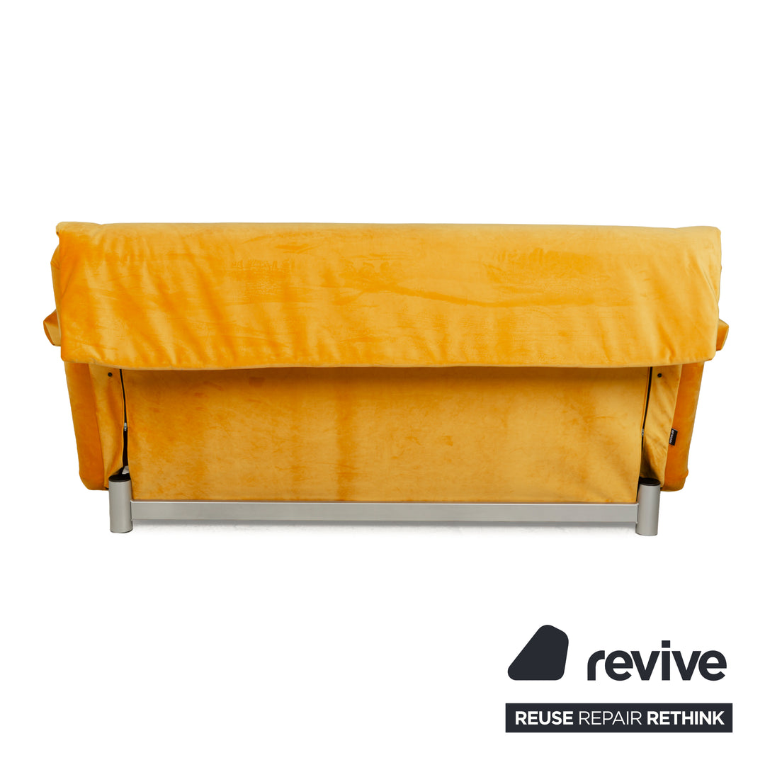 Ligne Roset Multy canapé trois places en tissu jaune or avec accoudoirs fonction couchage nouvelle housse