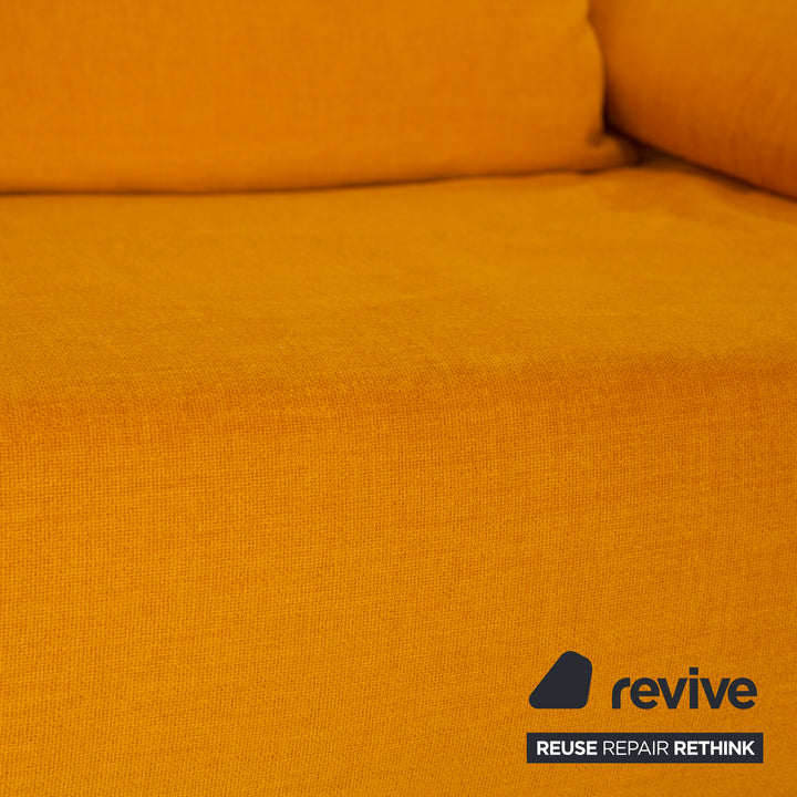 Ligne Roset Multy Stoff Dreisitzer Gelb Gold Sofa Couch Schlafsofa Neubezug inkl. Armlehnen