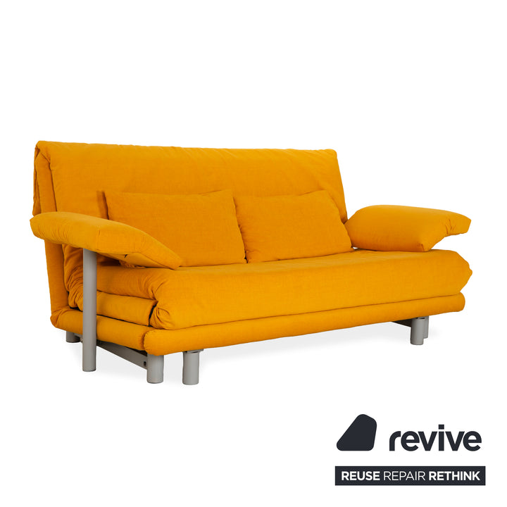 Ligne Roset Multy Stoff Dreisitzer Gelb Gold Sofa Couch Schlafsofa Neubezug inkl. Armlehnen