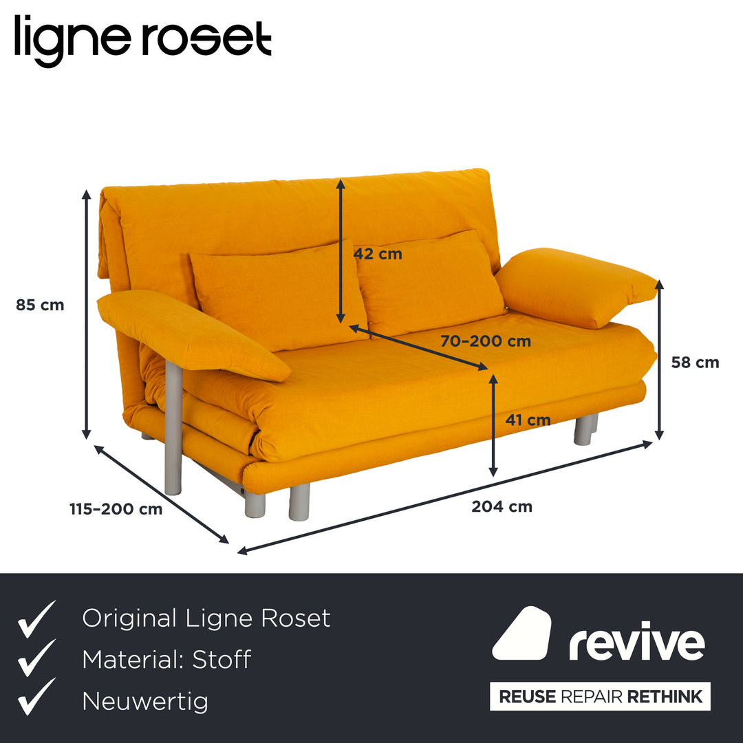 Ligne Roset Multy Stoff Dreisitzer Gelb Gold Sofa Couch Schlafsofa Neubezug inkl. Armlehnen