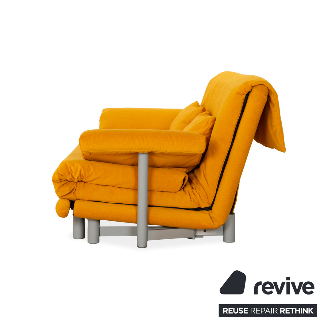 Ligne Roset Multy Stoff Dreisitzer Gelb Gold Sofa Couch Schlafsofa Neubezug inkl. Armlehnen