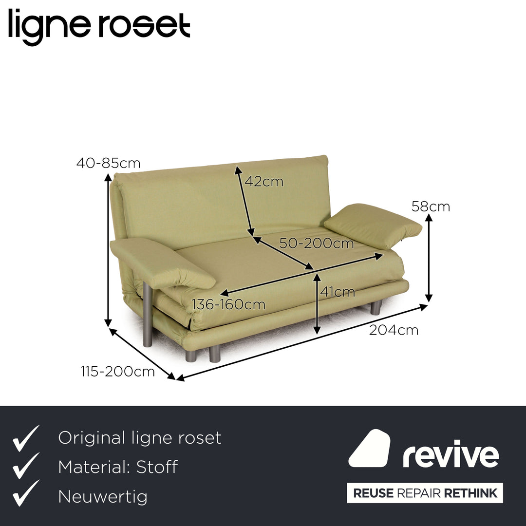 Ligne Roset Multy Fabric 3 Seater Yellow Green Sofa Couch Sofa Bed Reupholstered