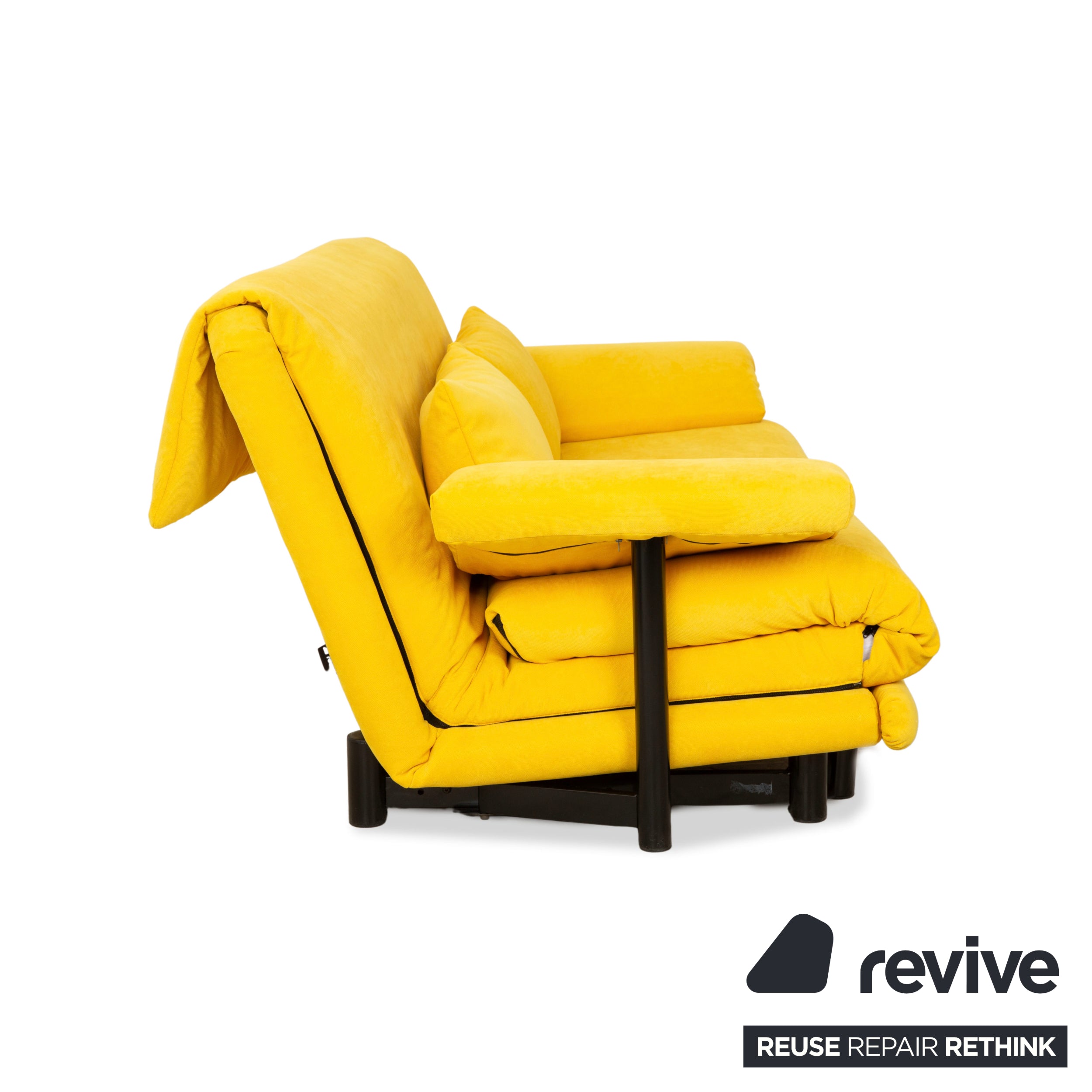 Ligne Roset Multy Stoff Dreisitzer Gelb manuelle Funktion Schlaffunktion Neubezug Armlehnen