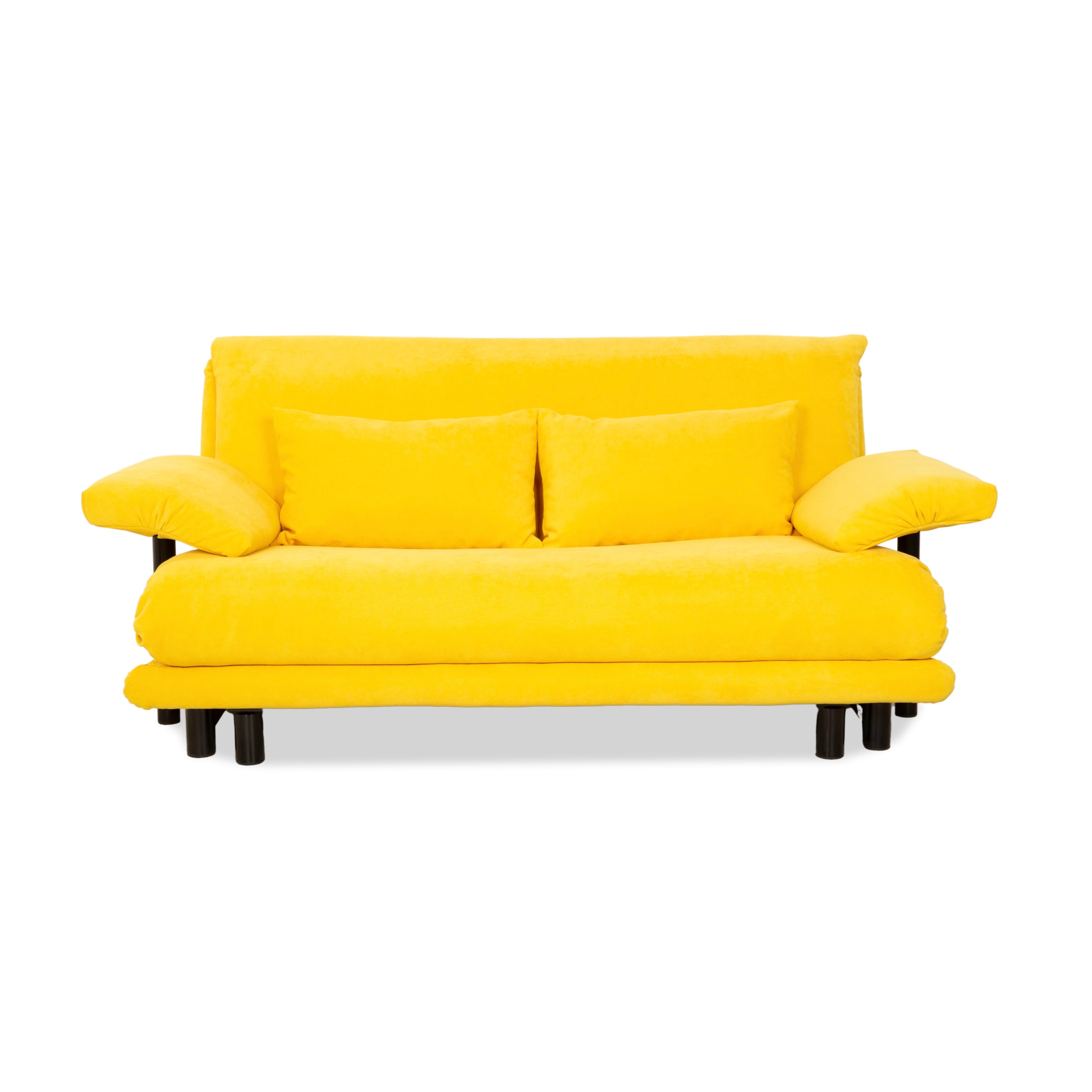 Ligne Roset Multy Stoff Dreisitzer Gelb manuelle Funktion Schlaffunktion Neubezug Armlehnen