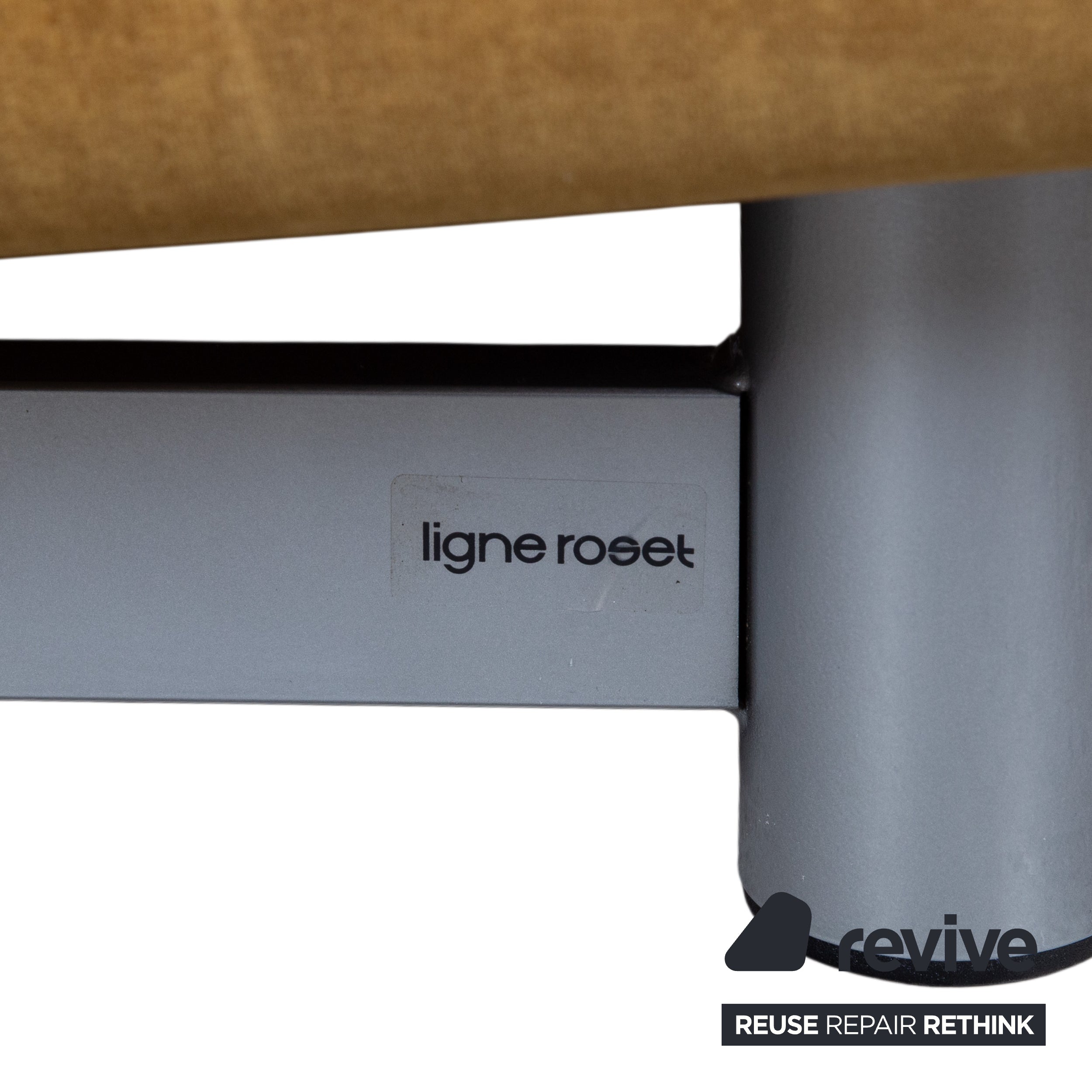 Ligne Roset Multy stoffen driezitsbank geel handmatige functie slaapbank opnieuw bekleed