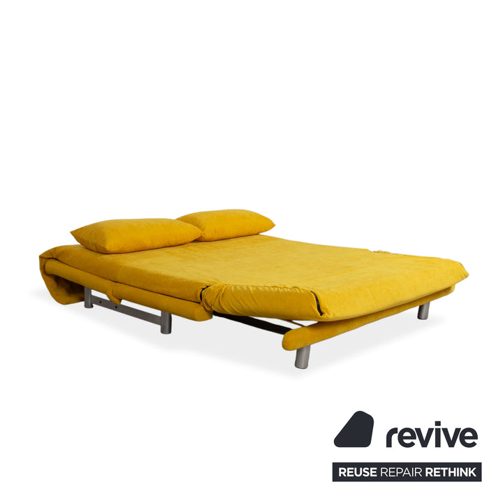 Ligne Roset Multy Tissu Canapé trois places Jaune fonction couchage manuelle piètement Argent Canapé