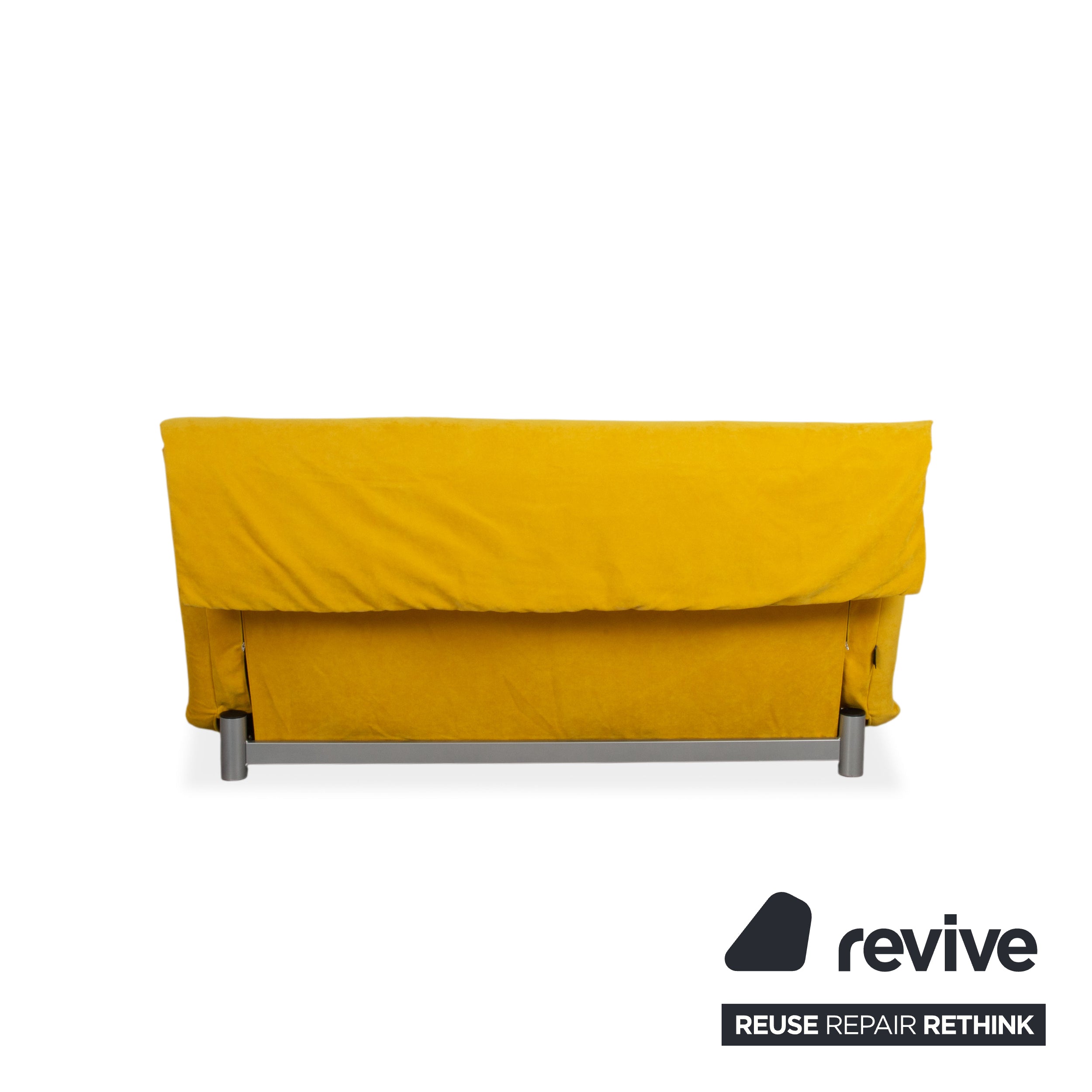 Ligne Roset Multy Fabric Three-Seater Yellow Manual Sleep Function Silver Frame Sofa Couch