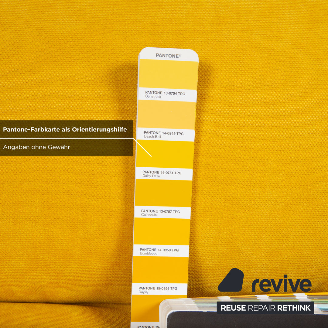 Ligne Roset Multy Stoff Dreisitzer Gelb manuelle Schlaffunktion Gestell Silber Sofa Couch