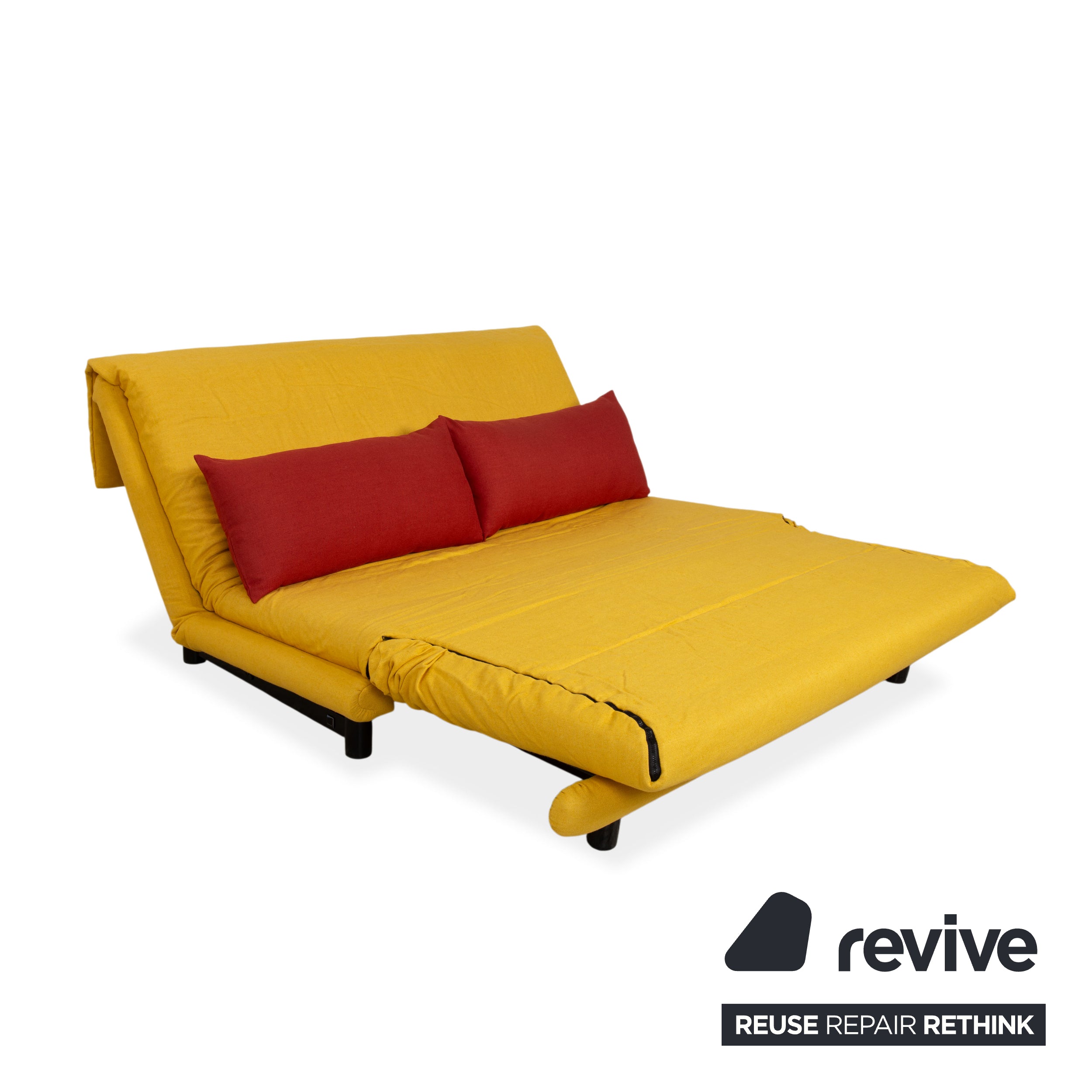 ligne roset Multy Tissu Canapé Trois Places Jaune Orange Fonction manuelle Canapé Housse Neuve