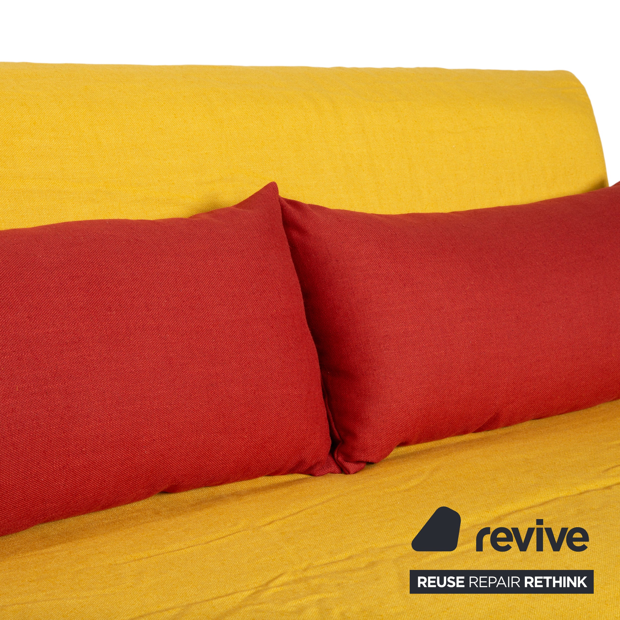 ligne roset Multy Tissu Canapé Trois Places Jaune Orange Fonction manuelle Canapé Housse Neuve