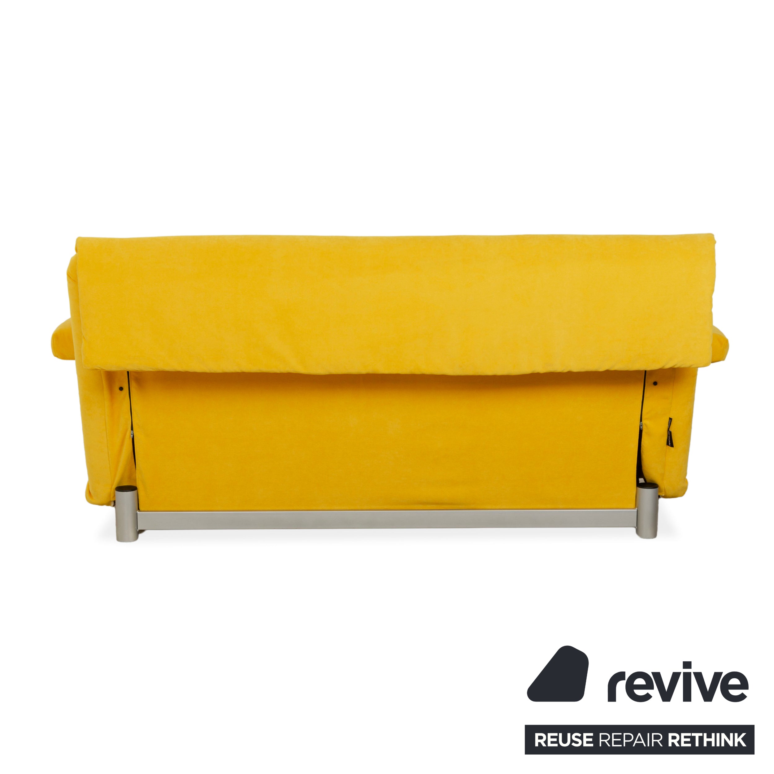 Ligne Roset Multy Dreisitzer Armlehnen Stoff Gelb Siber manuelle Schlaffunktion Schlafsofa Couch Neubezug