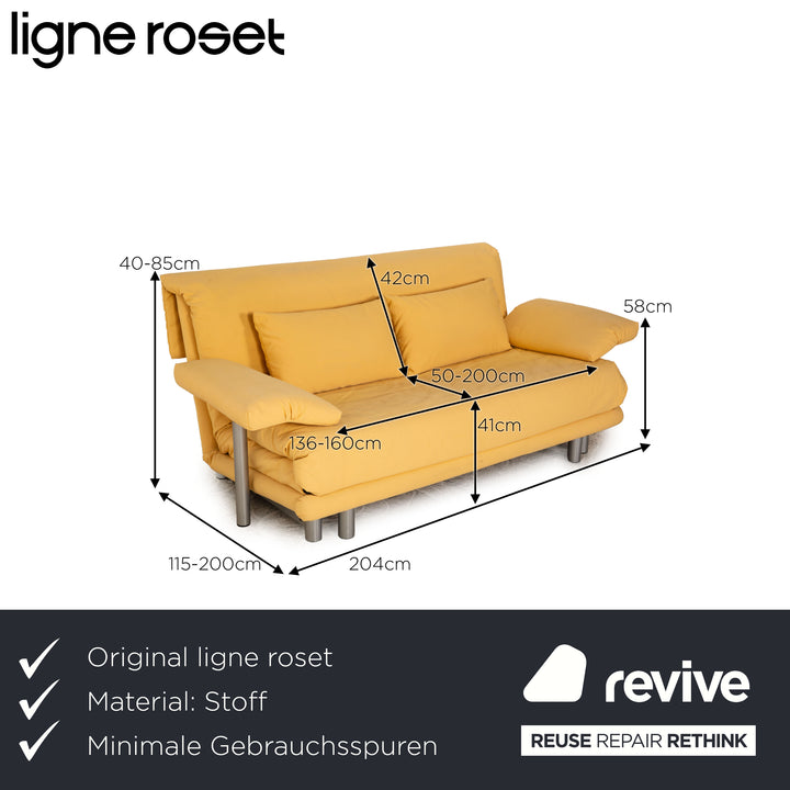 Ligne roset Canapé 3 places en tissu Multy jaune avec accoudoirs