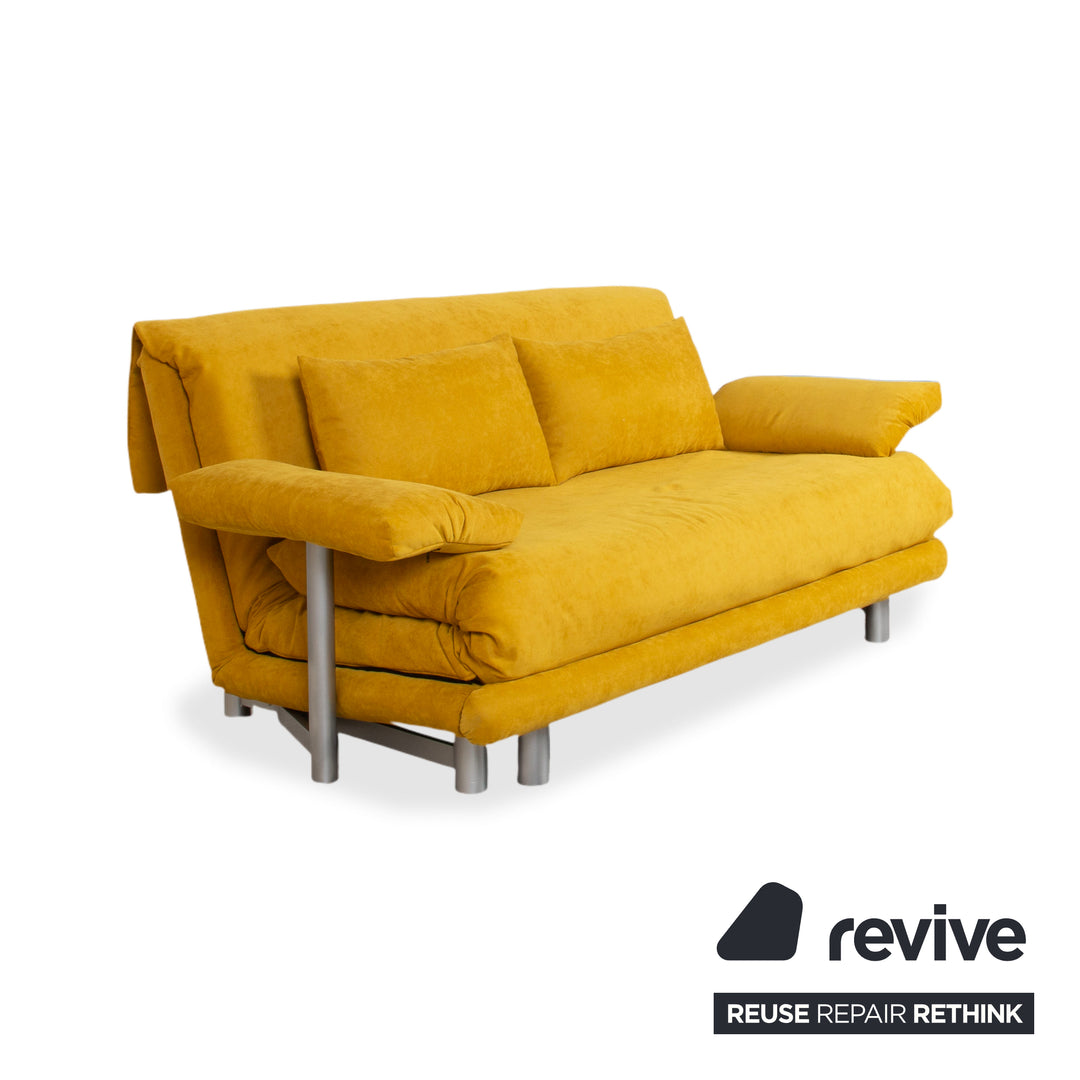 Ligne Roset Multy Fabric Three-Seater Yellow Sofa Couch Manual Sleeping Function New Cover BINGO 5709